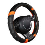 Car Steering Wheel Cover Breathable and Non Slip Microfiber Leather Steering Wheel Cover Universal 38cm/15 inch Orange and Black-Orange black