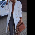 S&uuml;gis- ja talvine keskmine villane naiste mantel Multi Grain villane mantel M valge