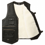 Ehtsast nahast veisenahast vest keskealistele ja eakatele meestele S&uuml;gis- ja talvekarusnahaga integreeritud villane vest, paksendatud puuvillane vest eakatele XXXXXL