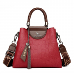 Luksuslik vabaaja kandekott, mood krokodillimustriga PU-nahast naiste k&auml;ekotid, br&auml;ndi disainer, suure mahutavusega &otilde;lakott 25cm 12cm 21cm punane