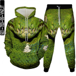 Kapuuts + p&uuml;ksid 2 tk komplekt Spordir&otilde;ivad Horror Animal Snake 3D Print Mehed Naiste Hollween Riietus Spordidress vabaaja &uuml;likond Suures suuruses S-6XL XXL