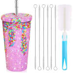 Naastudega Bling Diamond Tumbler Glitter veepudel kaanega roostevabast terasest vaakumtermiline &otilde;lekumm Rhinestone trummel