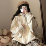 Jaapani Harajuku Sweet Kawaii karu lukuga kapuutsid Naiste pehmed t&uuml;drukud, kooli&otilde;pilaste kapuutsiga kampsun, s&uuml;gisene Kpop M aprikoosi