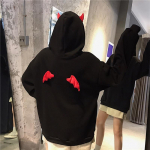 Naiste t&uuml;drukute Kawaii dressipluus topp Harajuku Demon Wings Punk gooti must XXL must