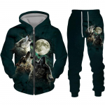 V&auml;rviline Wolf 3D Print Spordir&otilde;ivad Lahedad Hip Hop Street T&otilde;mblukuga HoodieSuit Meeste vabaaja kapuutsiga dressipluus ja p&uuml;ksid s&ouml;rkimiskomplekt 5XL