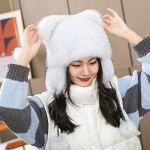 Uued naiste looduslikud rebase karusnahast m&uuml;tsid Ushanka m&uuml;ts talveks Paks soe k&otilde;rva Mood Pom Pom Hat Lady Real Fox karusnahast m&uuml;ts adjustable（56-60cm）