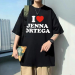 I Love Jenna Ortega T-s&auml;rk Topid Suvised Unisex Hip Hop Lahedad l&uuml;hikeste varrukatega T-s&auml;rgid Unisex Naiste Mood Vabaaja Suur Eu Suurus Ts&auml;rk L