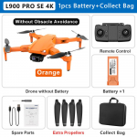 Uus L900 PRO SE Drone 4K Professional GPS 5G WIFI harjadeta mootor 8000M kahe kaameraga drooniga kokkupandav kaugjuhtimispult Quadcopter FPV Smart Follow 1 battery oranž