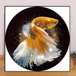 Isetehtud teemantmaal kuldkala ristpistes komplekt mosaiikkunst teemantmaal t&auml;isring/ruut teemant kodu kaunistus Round 25x25cm