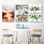 3 pakki 5D abstraktse maastiku teemantmaalimise komplekt, DIY teemantkivimaalimise komplektid t&auml;iskasvanutele ja algajatele teemantkunsti k&auml;sit&ouml;&ouml; kodukaunistamise kingitus Round 30x40cm