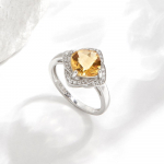Elegantne disains&otilde;rmus S925 h&otilde;bedane looduslik tsitriin kalliskividest luksuslikud ehted naistele ja daamile Promise s&otilde;rmus, kihlus- ja aastap&auml;evakingitus US RING SIZE:6# kollane