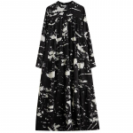 XITAO Vintage Print Stand kraega kleit T&auml;isvarrukas temperament vabaaja lahtine pullover naiste DMJ3421 One Size must