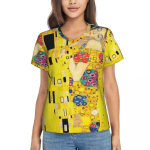 Gustav Klimti T-s&auml;rk The Kiss Hip Hop T-s&auml;rgid Naiste V-kaelusega p&otilde;hitopsid 2024 Ranna l&uuml;hikeste varrukatega mustriga riided XL