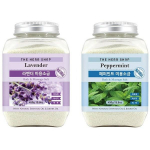 The Herb Shop Lavender + Peppermint Beauty Salt 2-piece set, 1 lavender + 1 peppermint, 450g