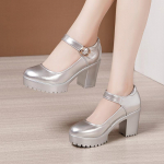 8cm kevad-s&uuml;gis vabaaja k&otilde;rge kontsaga kingad Seksikad paksu kontsaga nahast t&ouml;&ouml;kingad Naiste k&otilde;rged kontsad pumbad kingad 42 h&otilde;be