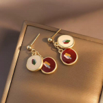 Prantsuse stiilis retro emailiga tilkglasuur kontrastset v&auml;rvi k&otilde;rvar&otilde;ngad 1 pair punane