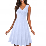 V-kaelusega varrukateta moodne naiste suvine elegantne keskmise pikkusega kleit M veini