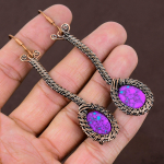 Natural Copper Purple Turquoise Handmade Copper Wire Wrap Earring 3.54 c3l95