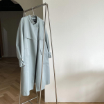 S&uuml;gisvintage elegantne pikk tuulejakk Trench naiste Korea vabaaja &otilde;hukese v&ouml;&ouml;ga &uuml;he nupuvajutusega kardiganmantlid M helesinine v&auml;rv