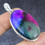 Natural Rainbow Solar Quartz Handmade 925 Sterling Silver Pendant 2.17 k1n68