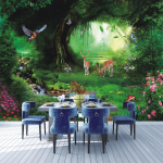 Metsaoja tapeet Metsa lilled Loodusliku maastiku seinatapeet Magamistoa elutoa tapeet 200 cm(W) x 140 cm(H)