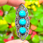 Natural Santa Rosa Turquoise Gemstone 925 Sterling Silver Ring Size 11 v2i30