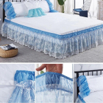 Kahekihiline pitsist voodiseelik elastse &uuml;mberm&auml;hitava voodikattega ilma pealispinnata voodiseelikuga Couvre Lit Twin/Full/Queen/King Size voodi sisustus 100x200x40cm
