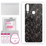 apgo Protective Skin Sticker for the back compatible with vivo Y15, Wrap Film, Foil, Vinyl - Pattern Carbon Black Pixel