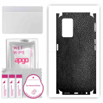 apgo Protective Skin Sticker for the back+sides compatible with Oppo A36, Full Wrap Film, Foil, Vinyl - Pattern Black Leather