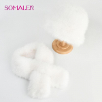 SOMALER Talvine kunstkarusnahast m&uuml;tsi salli komplekt naistele t&uuml;drukutele, soojad v&auml;rvilised sallidega m&uuml;tsid must