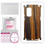 apgo Protective Skin Sticker for the back+sides compatible with OnePlus 9 Pro, Full Wrap Film, Foil, Vinyl - Pattern Tigerwood