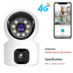 Uus 4G sisekaamera kahe objektiiviga SIM-kaardi mini-IP-kaamera 2K 4MP WIFI juhtmevaba turvalisus &ouml;&ouml;n&auml;gemiskaamera V380 Pro videovalve 4G Cam