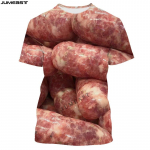 Trend Naljakas Meeste 3D Prinditud T-s&auml;rk Hip Hop Food Liha l&uuml;hikeste varrukatega T-s&auml;rk Sport Pullover T-s&auml;rk XXS