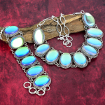 M&uuml;stiline topaas 925 prooviga h&otilde;be k&auml;ev&otilde;ru ja kaelakee ehtekomplekt, k&auml;sitsi valmistatud topaasist ehted naistele, v&auml;&auml;riskividega ehtekomplekt Adjustable With 8"-18" valge