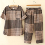 Magamisriided Kodumood Naiste salong L&uuml;hikeste varrukatega pidžaamakomplektid Suvised Caprise ruudulised pidžaamakomplektid Magamisriided Suures suuruses kodumood XXXXL hall