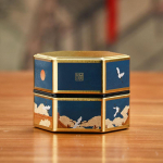 Loominguline kuusnurkne teekannu plekk-purk Hiina plekk-tee s&auml;ilituspaak V&auml;ike suletud kaasaskantav teekarp T&uuml;hi purgi teekomplekti tarvikud