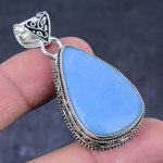 Angelite Stone Gemstone Handmade 925 Sterling Silver Jewelry Pendant 2.09 c3p87