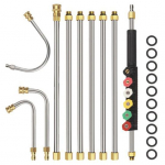 10 tk 4000 PSI teleskoop k&otilde;rgsurvepesuri varda otsikupeade komplekt Kiir&uuml;hendusega survepesuri pikendustoru vihmaveerennide puhastaja t&ouml;&ouml;riista tarvikud 10 pcs