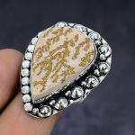 Psilomelane Dendritic Gemstone 925 Sterling Silver gift Jewelry Ring Size 9 H0s38