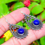 Lapis Lazuli Gemstone Handmade 925 Sterling Silver Jewelry Earring 2.05 b8z97