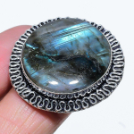 Natural Labradorite Gemstone Handmade 925 Sterling Silver Ring Size 8 d3s72