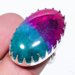 Natural Rainbow Solar Quartz Gemstone 925 Sterling Silver Ring Size 7 c8k85