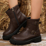 Naiste poolsaapad, k&uuml;lgt&otilde;mblukuga v&otilde;itlussaapad &uuml;mmarguse varbaga, paksud platvormiga k&otilde;rged jalan&otilde;ud naiste lumesaapad Mootorrattas&otilde;idu l&uuml;hikesed saapad 35 must