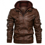 Nahkjakk Meeste Slim Fit Lukuga PU Jakk S&uuml;gis Meeste Nahkjakk Mantel Must 4XL