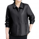 Naiste jope Kunstnahast sileda pinnaga alla keeratav krae &Uuml;herealised taskud Pikad varrukad Retro mootorrattamantel Suures suuruses reisi&uuml;ler&otilde;ivad XL must