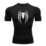 Suvejooksu T-s&auml;rk Meeste l&uuml;hikeste varrukatega kompressioons&auml;rk J&otilde;usaali sporditopp valge ja must Quick Dry hingav MMA Fitness riietus M