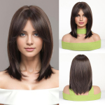 ALAN EATON Ombre must pruunid blondid sirgete juustega parukad tukkidega L&uuml;hikesed s&uuml;nteetilised parukad naistele Cosplay kuumakindlast kiust