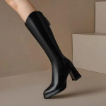 Talvised Martini saapad soojad pruunid pikad saapad naiste kingad terava ninaga paksu kontsaga naiste p&otilde;lvega saapad 37 must