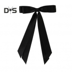 Vibuteemaline juukseklamber Kahekihilise disainiga siledast satiinist vibus&otilde;lme sisekujundus &uuml;hev&auml;rviline juuksen&otilde;elaga juukseaksessuaar must