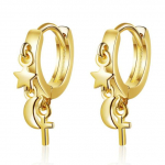 Mood 925 Sterling h&otilde;bek&otilde;rvar&otilde;ngad naistele Loominguline Moon Star Vintage Cross Hoops Ehted T&uuml;drukutele Aksessuaarid Peokingitus kuld